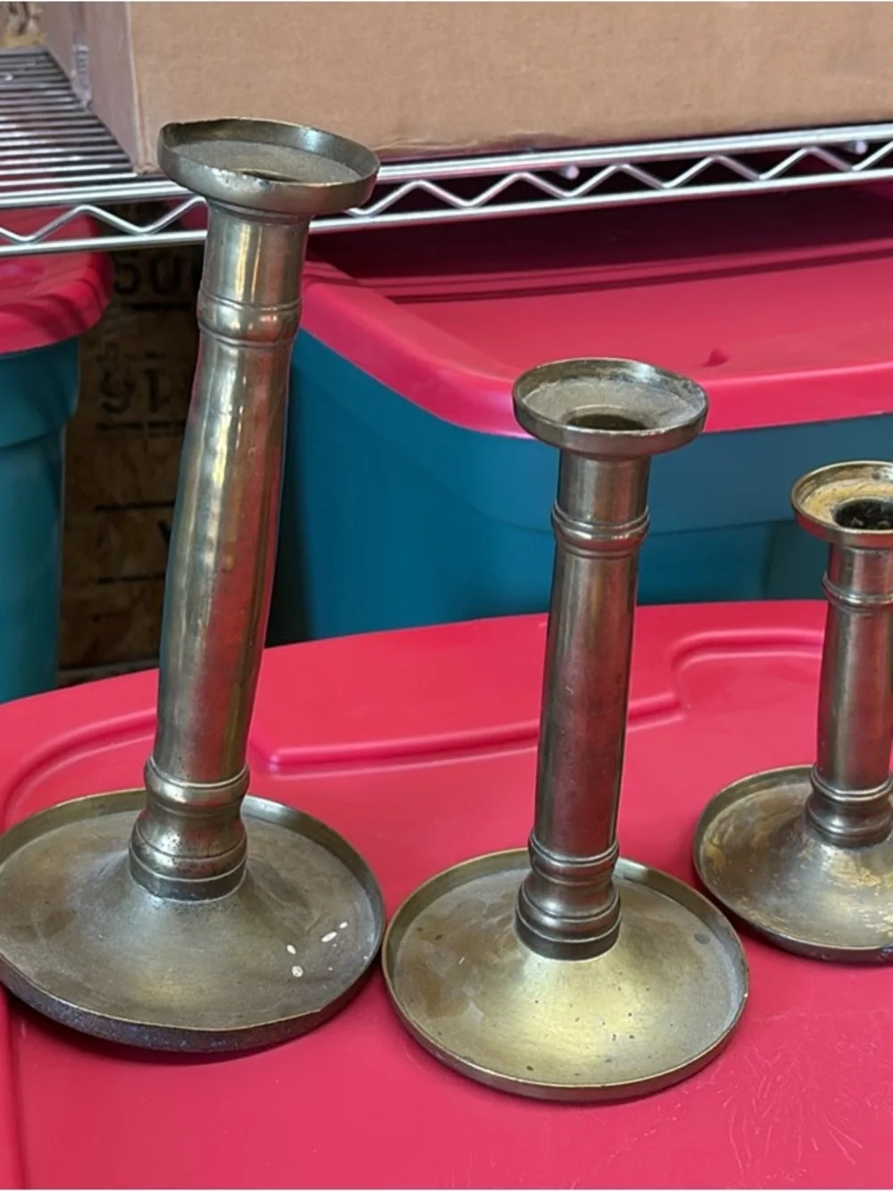 Unbranded Antique Brass Candlestick Set - Brass Finish - Picture 1 of 2